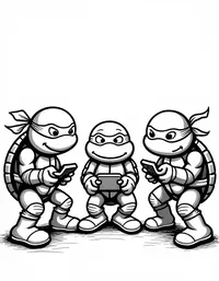 Ninja Turtles playing video games