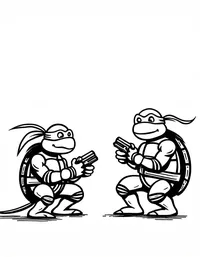 Ninja Turtles playing video games