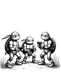 Ninja Turtles playing video games