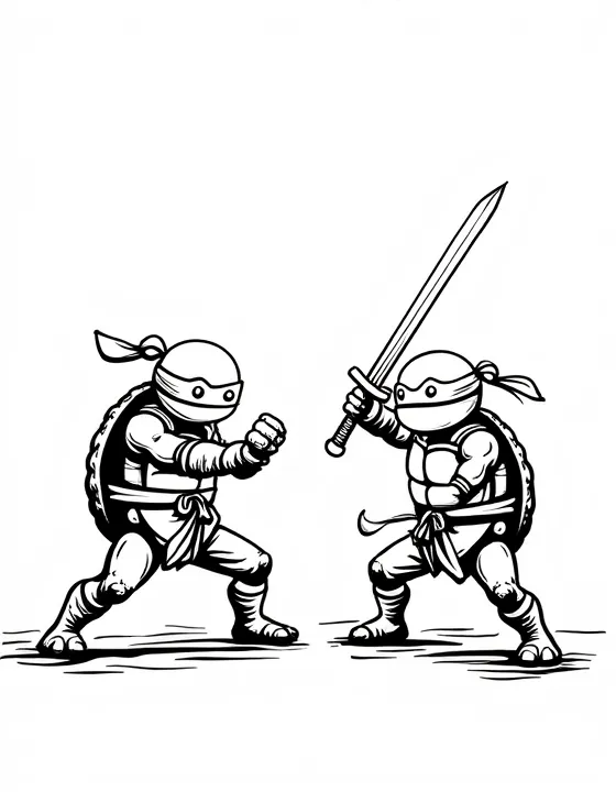 Ninja Turtles practicing kung fu in a dojo