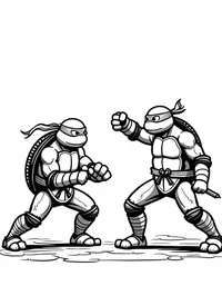 Ninja Turtles practicing kung fu in a dojo