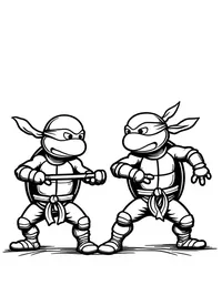 Ninja Turtles practicing kung fu in a dojo