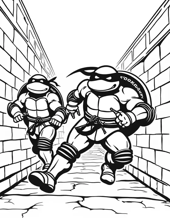 Ninja Turtles racing through sewers