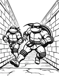 Ninja Turtles racing through sewers coloring pages