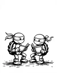 Ninja Turtles reading comic books