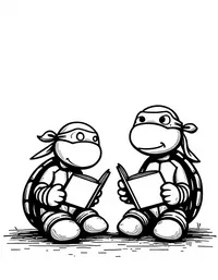 Ninja Turtles reading comic books