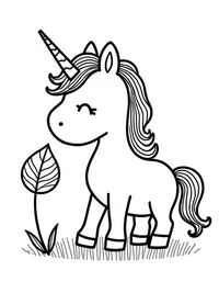 Unicorn drinks from a dew-covered leaf