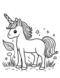 Unicorn drinks from a dew-covered leaf
