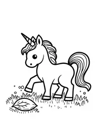 Unicorn drinks from a dew-covered leaf