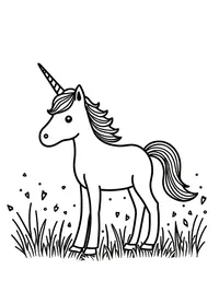 Unicorn explores a sun-drenched meadow