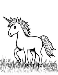 Unicorn explores a sun-drenched meadow
