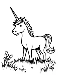 Unicorn explores a sun-drenched meadow