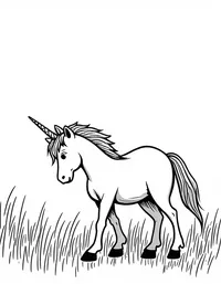 Unicorn explores a sun-drenched meadow