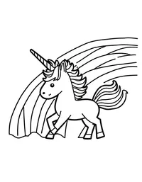 Unicorn plays with a rainbow