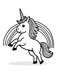 Unicorn plays with a rainbow