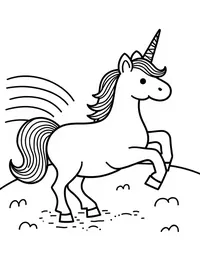 Unicorn plays with a rainbow