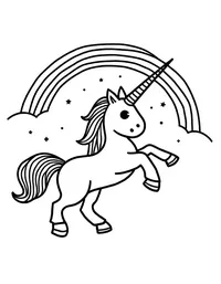 Unicorn plays with a rainbow