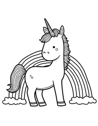 Unicorn plays with a rainbow