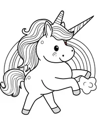 Unicorn plays with a rainbow