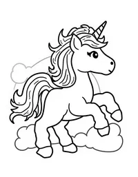 Unicorn plays with a rainbow