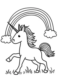 Unicorn plays with a rainbow