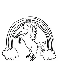 Unicorn plays with a rainbow