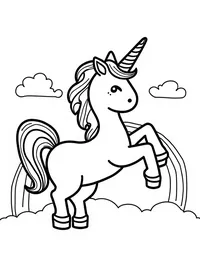 Unicorn plays with a rainbow