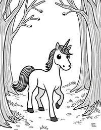 Unicorn prances through a moonlit forest