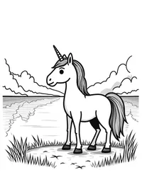 Unicorn stands guard by a serene