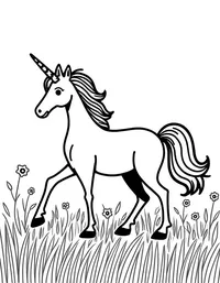 Unicorn wanders through golden fields