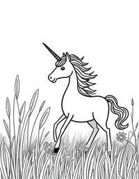 Unicorn wanders through golden fields