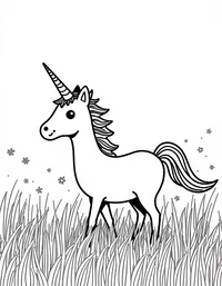 Unicorn wanders through golden fields