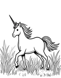 Unicorn wanders through golden fields