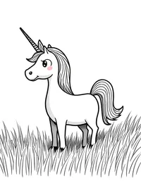 Unicorn wanders through golden fields