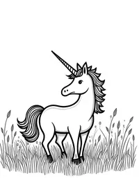Unicorn wanders through golden fields