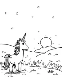 Unicorn watches a sunrise