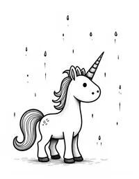 Unicorn watches the rain fall