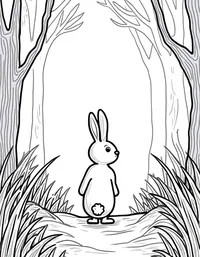 a rabbit exploring an enchanted forest