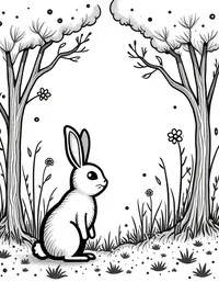 a rabbit exploring an enchanted forest