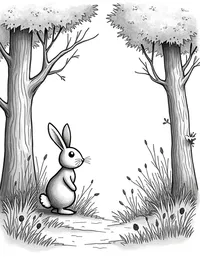 a rabbit exploring an enchanted forest