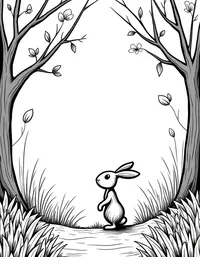 a rabbit exploring an enchanted forest