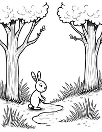 a rabbit exploring an enchanted forest