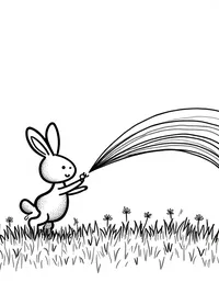 bunny chasing rainbows in a meadow