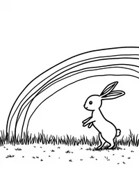 bunny chasing rainbows in a meadow