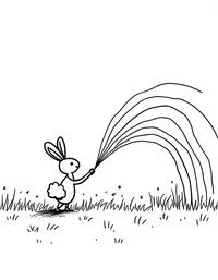 bunny chasing rainbows in a meadow