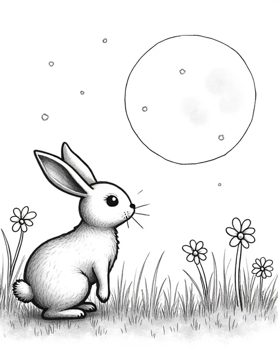 bunny exploring a moonlit meadow