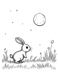 bunny exploring a moonlit meadow