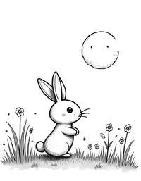 bunny exploring a moonlit meadow