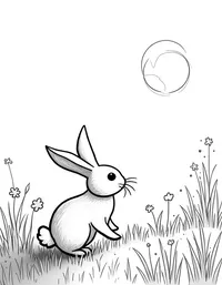 bunny exploring a moonlit meadow