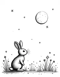 bunny exploring a moonlit meadow